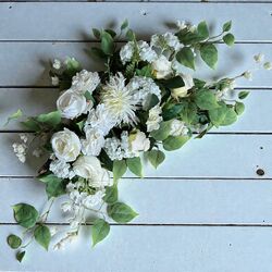 Arbour Flowers   Silk White with Branch Back 