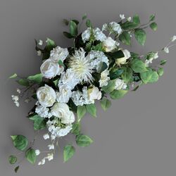 Arbour Flowers   Silk White with Branch Back 