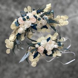 Arbour Flowers - White/Pink Roses with hint of Blue