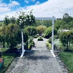 Arbour   White Wooden With Turned Posts