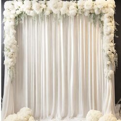 Backdrop Curtain - White Ice Silk