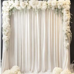 Backdrop Curtain  White Ice Silk