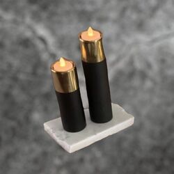 Black & Gold Cylinder Candle Holders