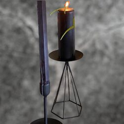 Pillar Candle Stands - Black Metal 