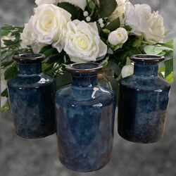 Bud Vase - Blue/Black Ceramic 