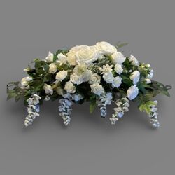Bridal Table Flowers   White Silk Flower Bowl