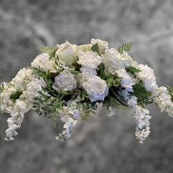 Bridal Table Flowers   White Silk Flower Bowl   Small