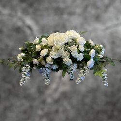 Bridal Table Flowers    White Silk Flower Bowl 