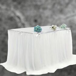 Bridal Table Skirt - White Tulle 14m 
