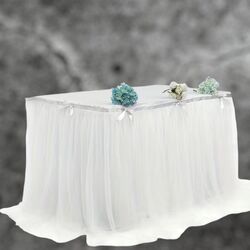 Bridal Table Skirt   White Tulle 14m 