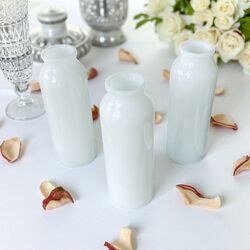 Bud Vases  White Glass  