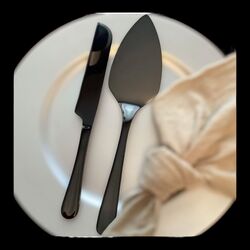 Cake Knife and Server Set   Black