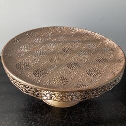 Cake Stand Rose Gold Metal Lace 