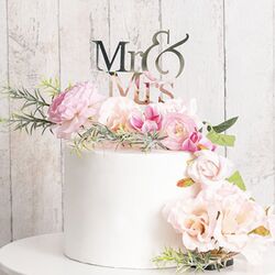 Cake Topper Mr & Mrs Acrylic - Silver