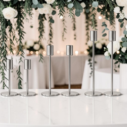 Candlestick Holders Metal   Silver