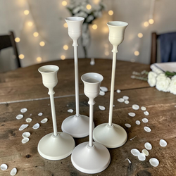 Candlestick Holders Metal   White