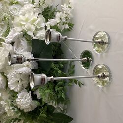 Candlestick Holders  Silver with Mirror Base