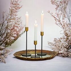 Candlestick Holders   Black + Gold 