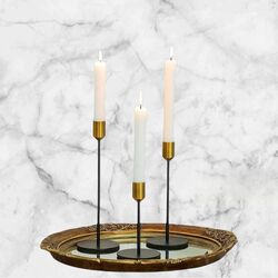 Candlestick Holders   Black + Gold 