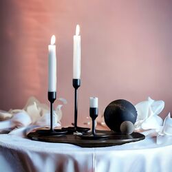 Candlestick Holders   Black Metal 