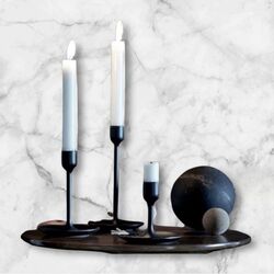 Candlestick Holders   Black Metal 