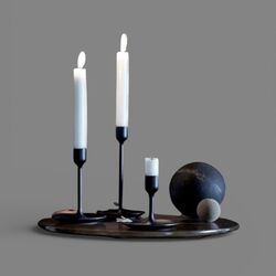 Candlestick Holders   Black Metal 