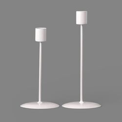 Candlestick Holders   White Metal 