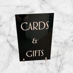 Cards + Gifts Sign   Black AcrylicWhite 