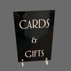 Cards + Gifts Sign   Black AcrylicWhite 
