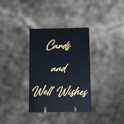 Cards & Well Wishes Sign - Black/Gold