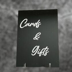 Cards & Gifts Sign - Black Acrylic with White 
