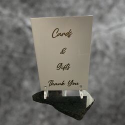 Cards & Gifts Sign - White Acrylic with Black 
