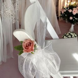 Ceremony Aisle Chair Flowers   Dusty Pink Rose with White Gyp