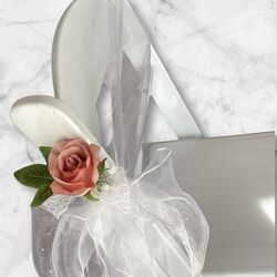 Ceremony Aisle Chair Flowers   Dusty Pink Rose with White Gyp