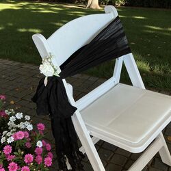 Ceremony Aisle Chair Sash  Cheesecloth  Black