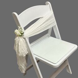 Ceremony Aisle Chair Sash  Cheesecloth  Boho White