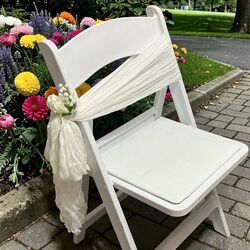 Ceremony Aisle Chair Sash  Cheesecloth  Boho White