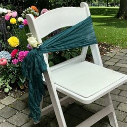 Ceremony Aisle Chair Sash  Cheesecloth  Peacock Blue