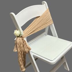 Ceremony Aisle Chair Sash   Cheesecloth   Beige