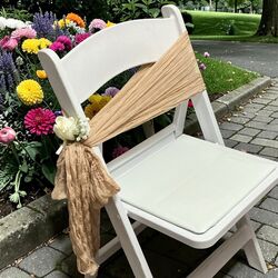 Ceremony Aisle Chair Sash   Cheesecloth   Beige