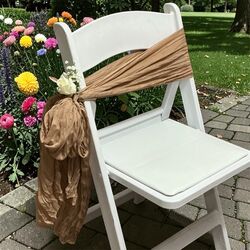 Ceremony Aisle Chair Sash   Cheesecloth   Caramel