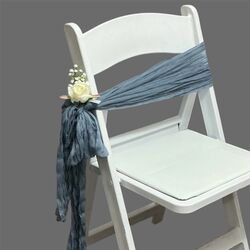 Ceremony Aisle Chair Sash   Cheesecloth   Dusty Blue