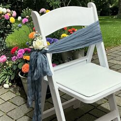 Ceremony Aisle Chair Sash   Cheesecloth   Dusty Blue