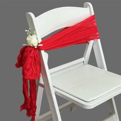 Ceremony Aisle Chair Sash   Cheesecloth   Red 