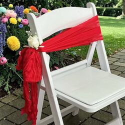 Ceremony Aisle Chair Sash   Cheesecloth   Red 