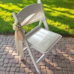 Ceremony Aisle Chair Sashes   Champagne Chiffon 