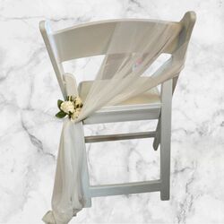 Ceremony Aisle Chair Sashes   Ivory Chiffon 