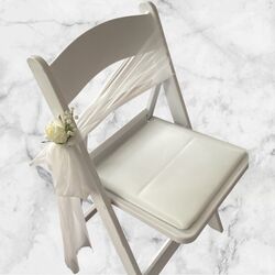 Ceremony Aisle Chair Sashes   Ivory Chiffon 