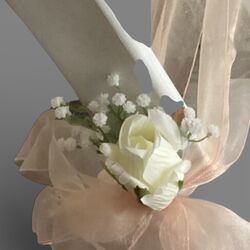 Ceremony Aisle Chairs  White Silk Rose with White Gyp