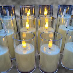 Flicker Candles in Glass  - Ivory 5.5cmW 